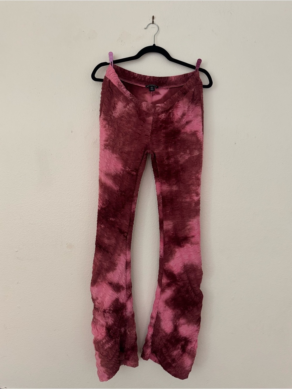 Red Tie Dye Flare Pants Y2K Matching Set - Picture 2 of 7
